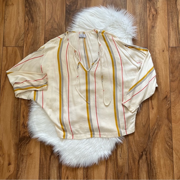 Frame Denim • Le Raglan Saffron Summer Stripe Top - Picture 2 of 10